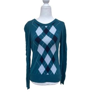 Teal Argyle Sweater • size medium • brand Merona